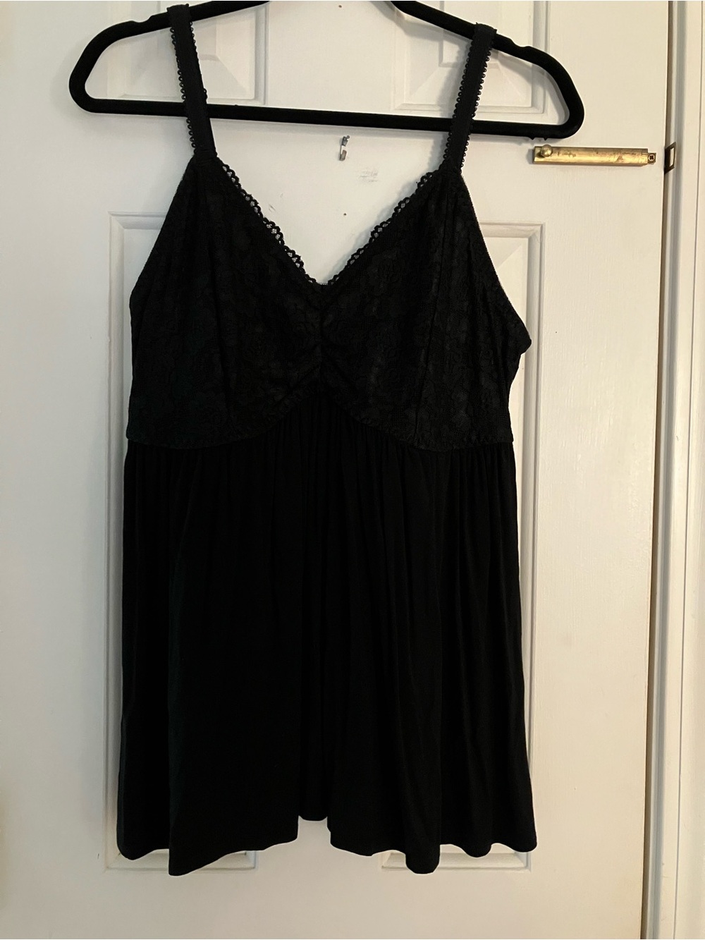 Torrid Size 2 (18-20) Black V-Neck Babydoll Chemise with Lace